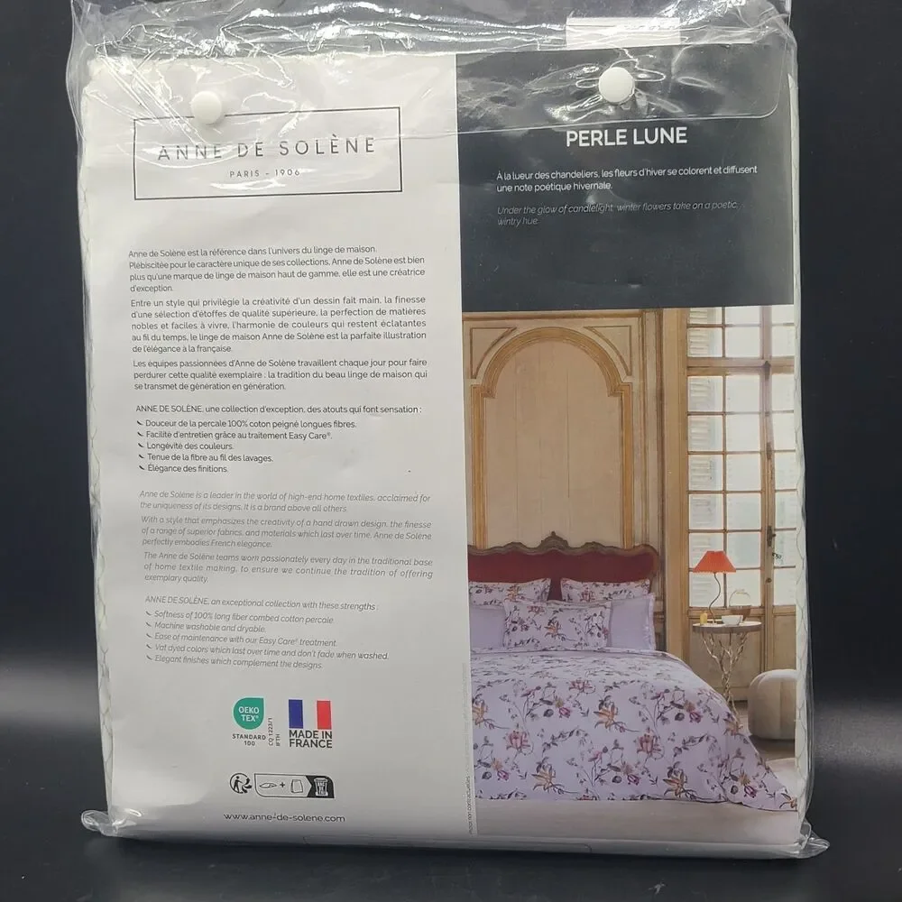Anne De Solene Perle Lune Queen Fitted Sheet 100% Cotton Percale NEW $275